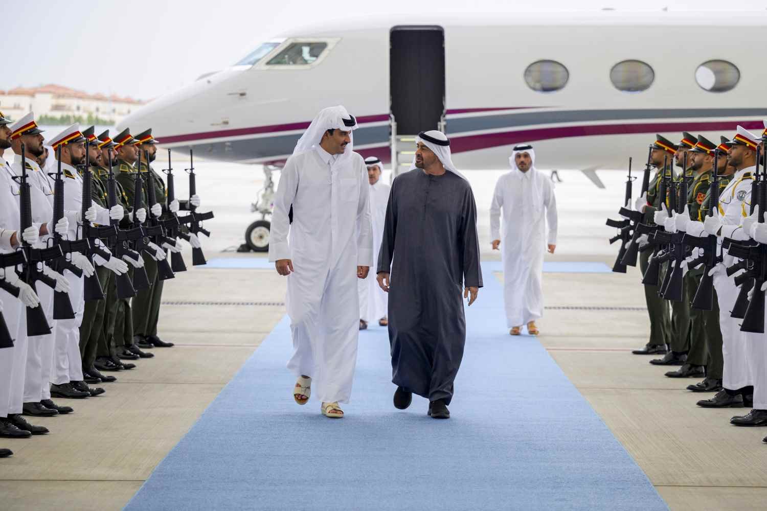 HH The Amir Arrives in Abu Dhabi.