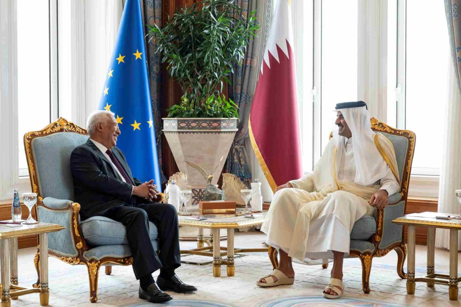 HH The Amir Meets Antonio Costa to Discuss Regional Security and Energy Stability.