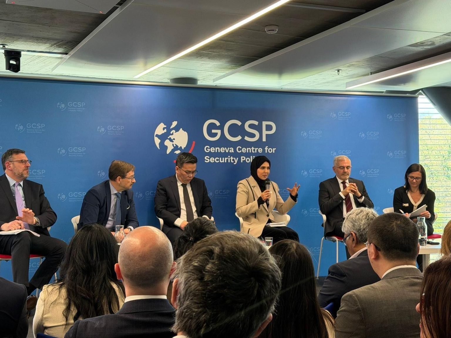 Qatar’s Permanent Representative to UN Office in Geneva Participates in Diplomacy and Security Event.