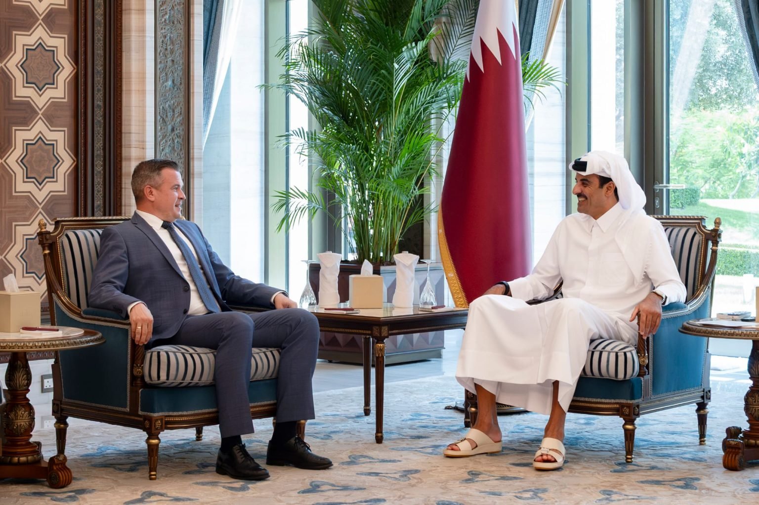 HH The Amir Meets President of World Anti-Doping Agency at Lusail Palace